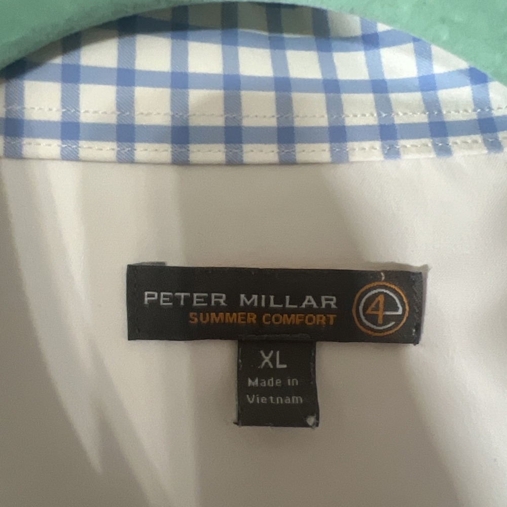 Peter Millar Summer Comfort Performance Button Down Shirt White Nationals - XL - Picture 9 of 16